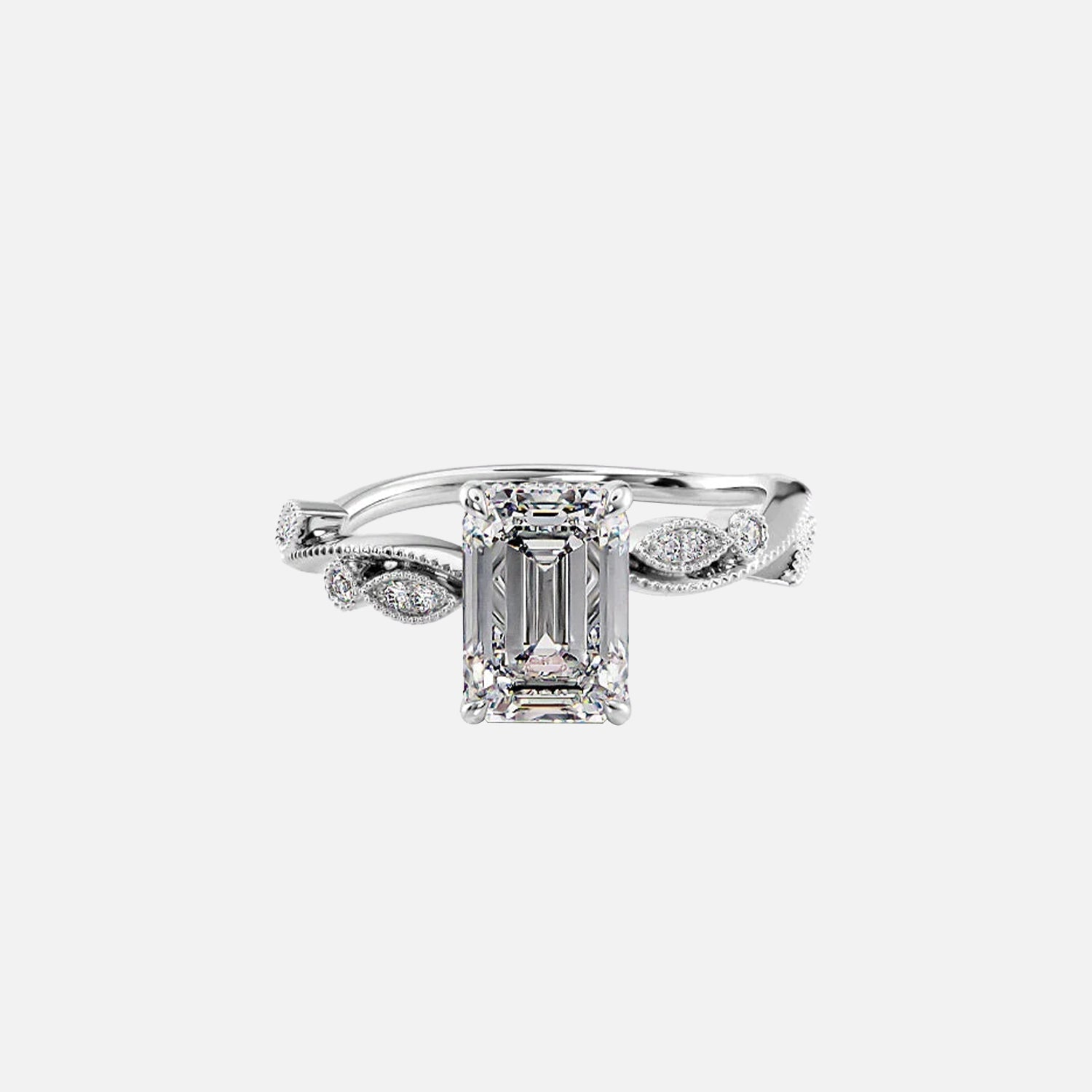 The Tiana Emerald Vintage Moissanite Ring - KNT - Engagement Rings, Wedding Bands & Fine Jewelry