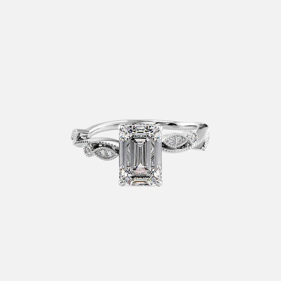 The Tiana Emerald Vintage Moissanite Ring - KNT - Engagement Rings, Wedding Bands & Fine Jewelry
