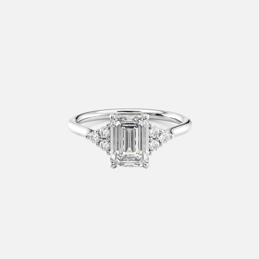  The Victoria Emerald Moissanite Ring 14k White Gold 001