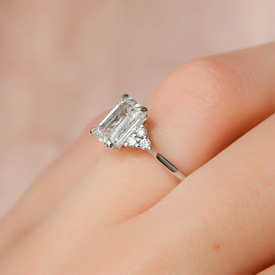  The Victoria Emerald Moissanite Ring 14k White Gold 003 Final