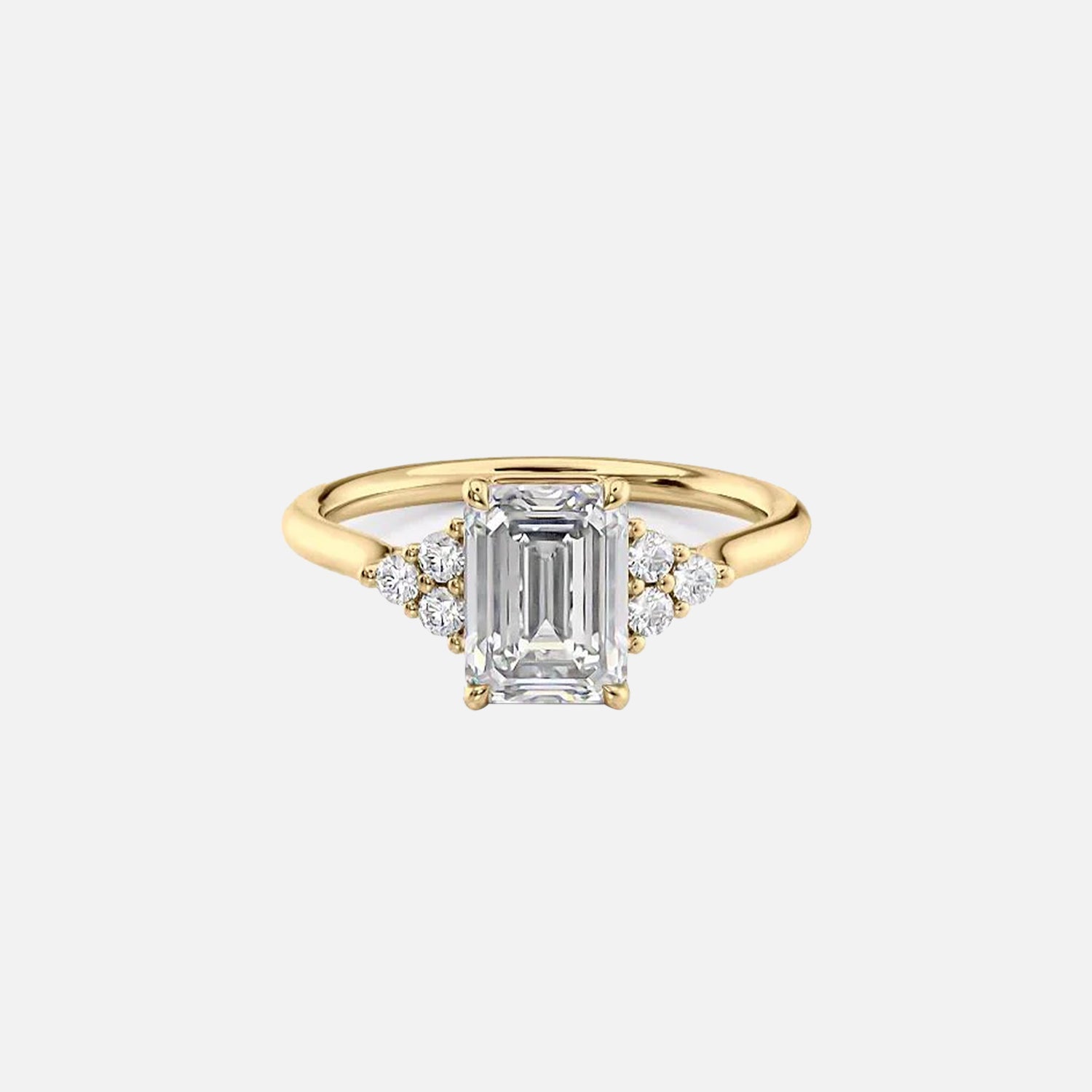 The Victoria Emerald Moissanite Ring 14k Yellow Gold 001