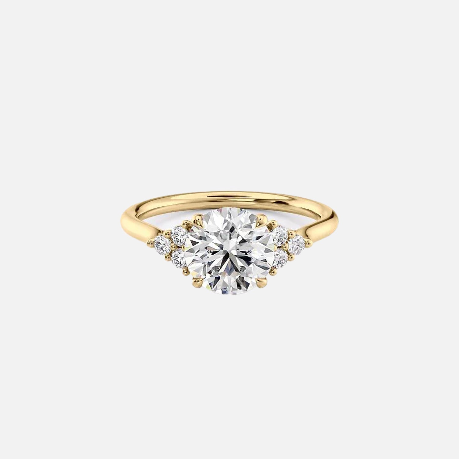 The Victoria Round Moissanite Ring 14k Yellow Gold 001