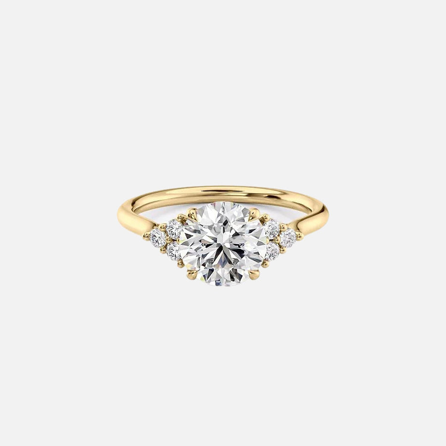 The Victoria Round Moissanite Ring 14k Yellow Gold 001
