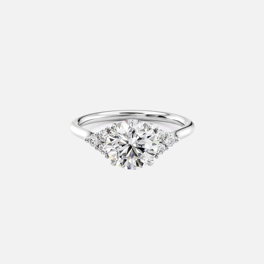  The Victoria Round Moissanite Ring 18k White Gold 001