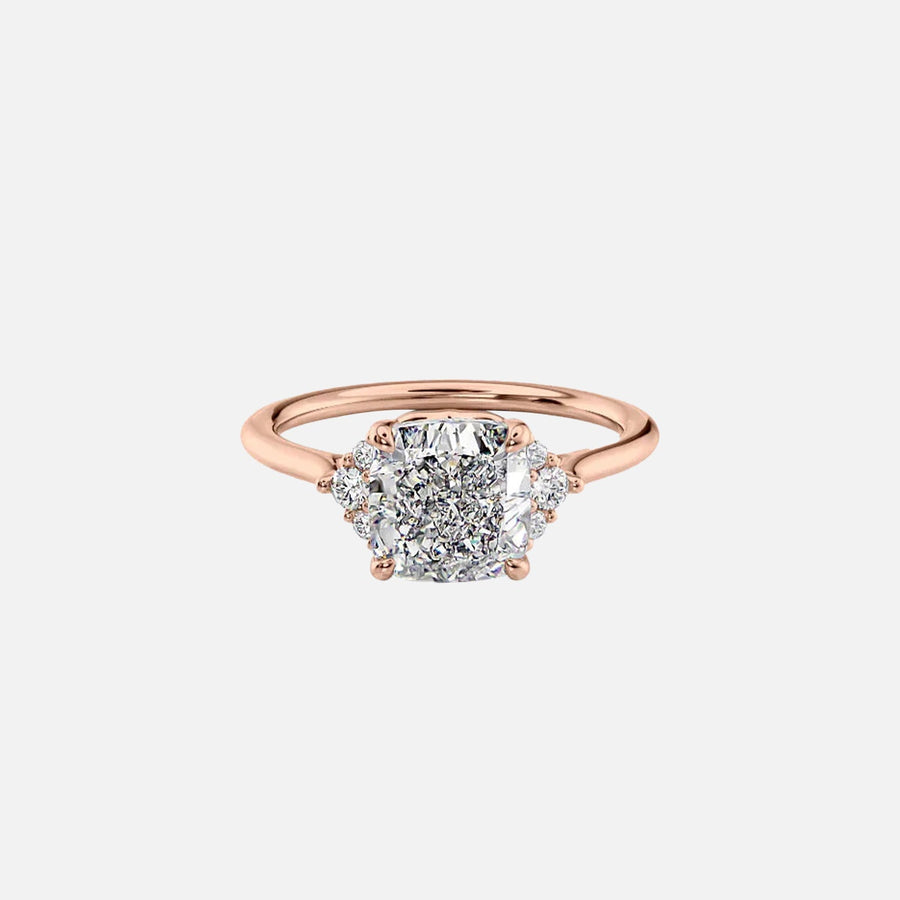 The Violet Cushion Side Stone Moissanite Ring - KNT - Engagement Rings, Wedding Bands & Fine Jewelry
