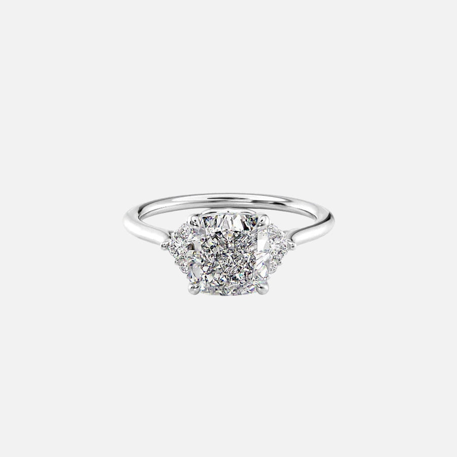 The Violet Cushion Side Stone Moissanite Ring - KNT - Engagement Rings, Wedding Bands & Fine Jewelry
