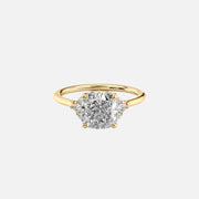 The Violet Cushion Side Stone Moissanite Ring - KNT - Engagement Rings, Wedding Bands & Fine Jewelry