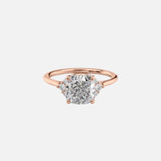 The Violet Cushion Side Stone Moissanite Ring - KNT - Engagement Rings, Wedding Bands & Fine Jewelry