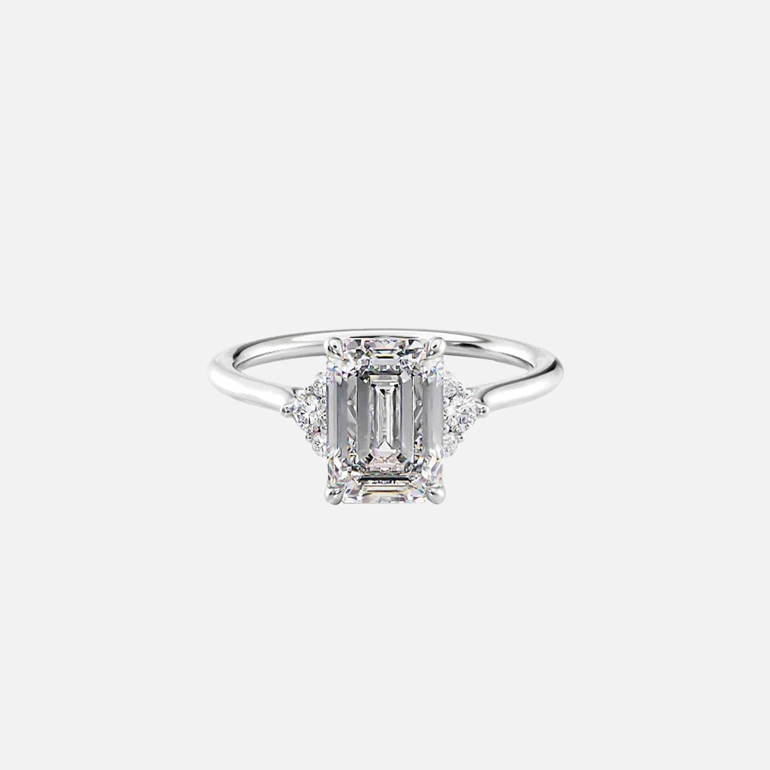 The Violet Emerald Side Stone Moissanite Ring - KNT - Engagement Rings, Wedding Bands & Fine Jewelry