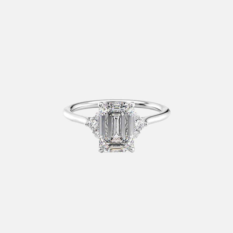 The Violet Emerald Side Stone Moissanite Ring - KNT - Engagement Rings, Wedding Bands & Fine Jewelry