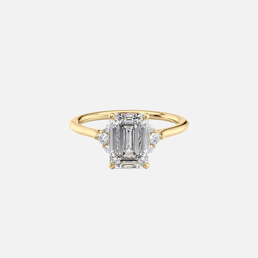 The Violet Emerald Side Stone Moissanite Ring - KNT - Engagement Rings, Wedding Bands & Fine Jewelry