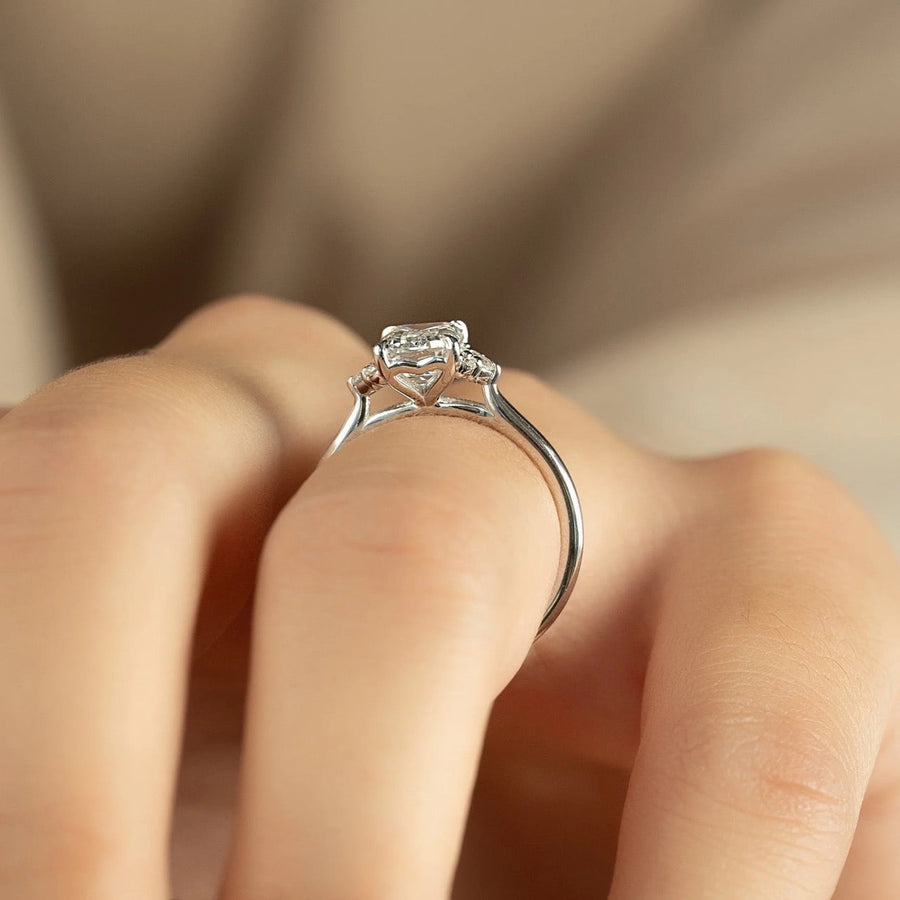 The Violet Emerald Side Stone Moissanite Ring - KNT - Engagement Rings, Wedding Bands & Fine Jewelry