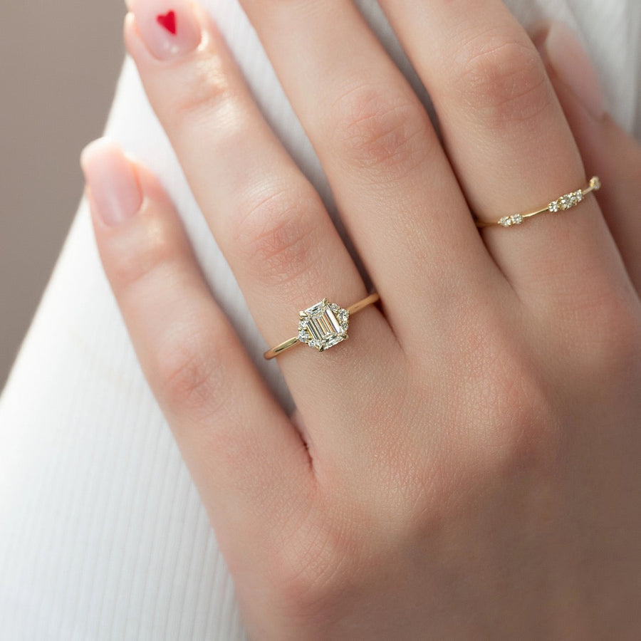 The Violet Emerald Side Stone Moissanite Ring - KNT - Engagement Rings, Wedding Bands & Fine Jewelry