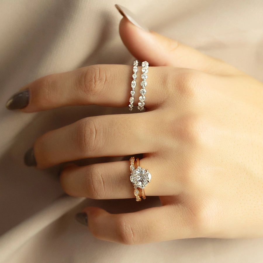 The Violet Oval Side Stone Moissanite Ring - KNT - Engagement Rings, Wedding Bands & Fine Jewelry
