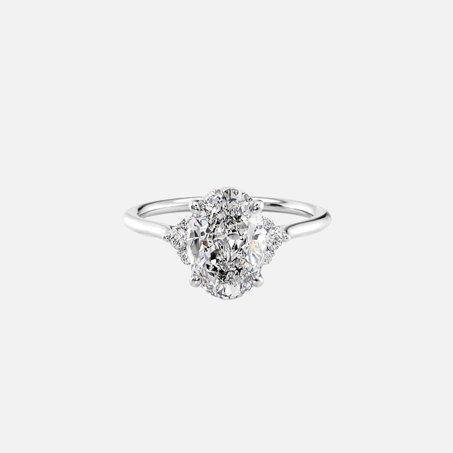 The Violet Oval Side Stone Moissanite Ring - KNT - Engagement Rings, Wedding Bands & Fine Jewelry