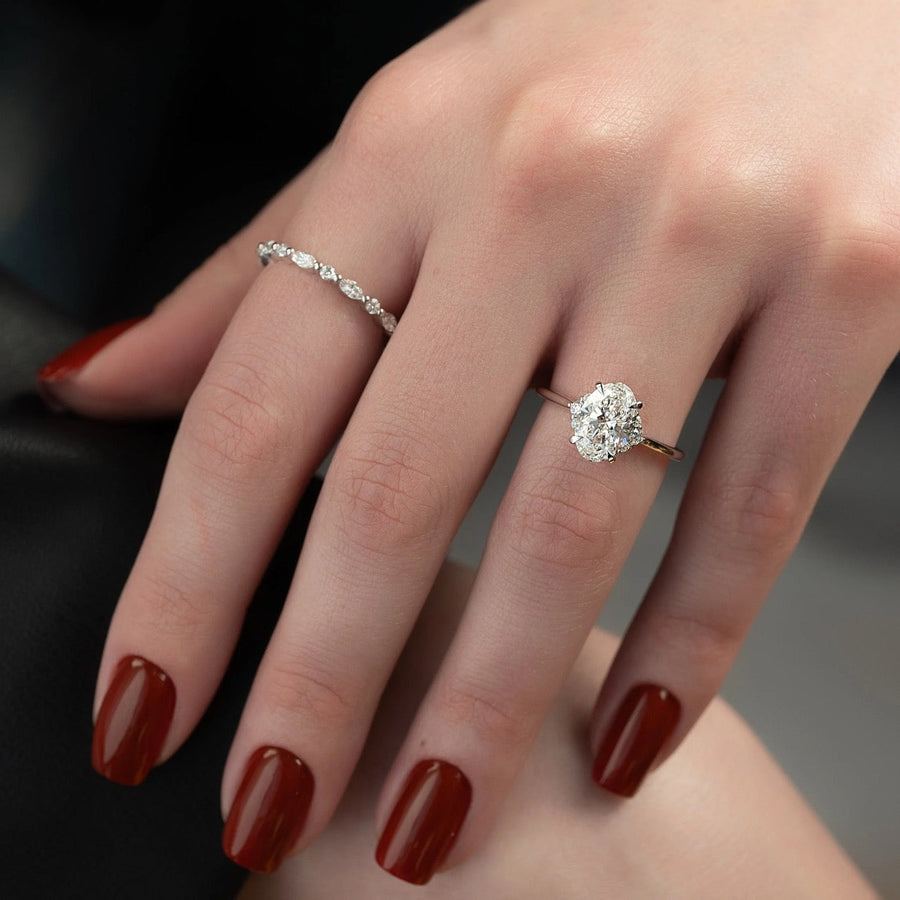 The Violet Oval Side Stone Moissanite Ring - KNT - Engagement Rings, Wedding Bands & Fine Jewelry