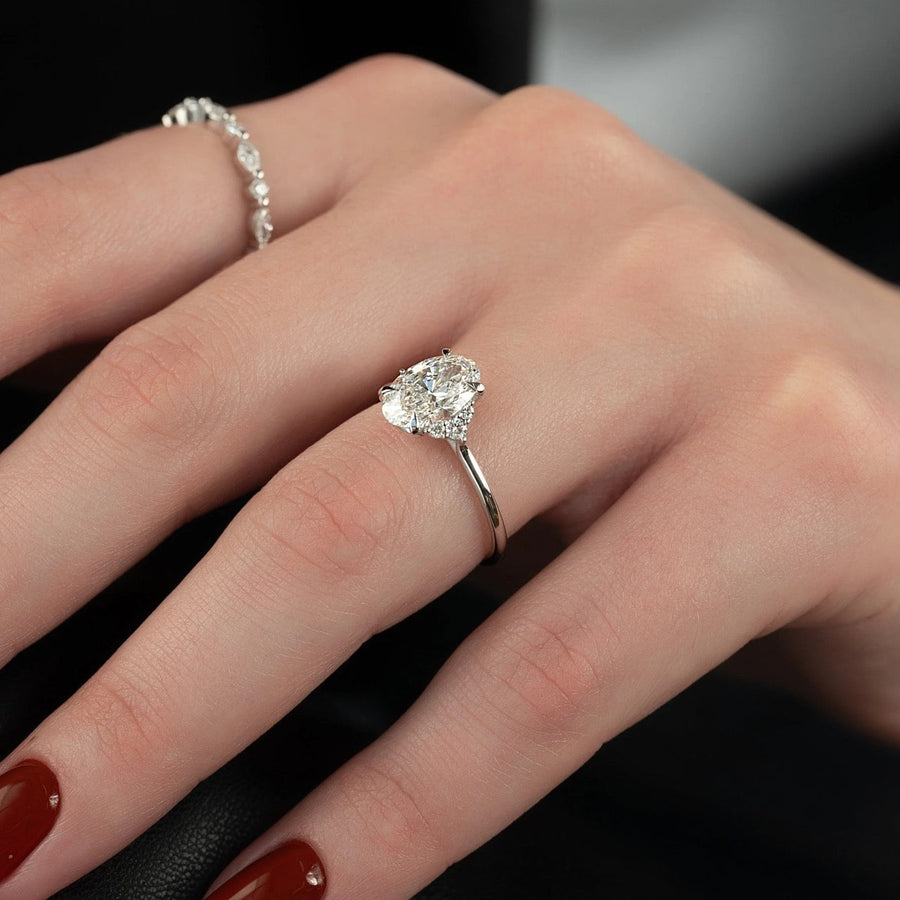 The Violet Oval Side Stone Moissanite Ring - KNT - Engagement Rings, Wedding Bands & Fine Jewelry