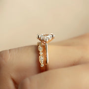 The Violet Oval Side Stone Moissanite Ring - KNT - Engagement Rings, Wedding Bands & Fine Jewelry