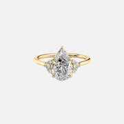 The Violet Pear Side Stone Moissanite Ring - KNT - Engagement Rings, Wedding Bands & Fine Jewelry
