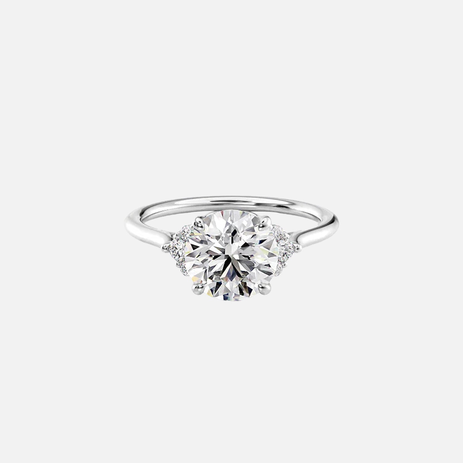 The Violet Round Side Stone Moissanite Ring - KNT - Engagement Rings, Wedding Bands & Fine Jewelry