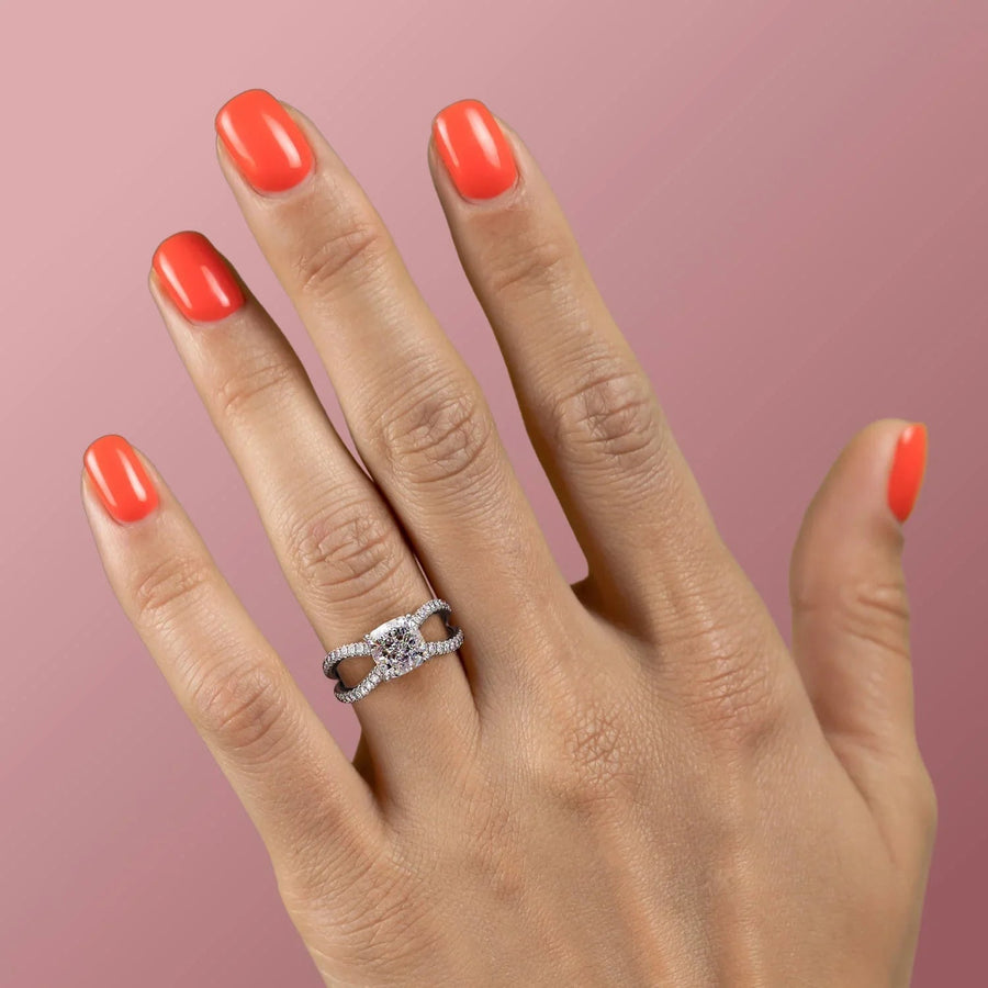  The Zoey Cushion Moissanite Ring 14k White Gold 004
