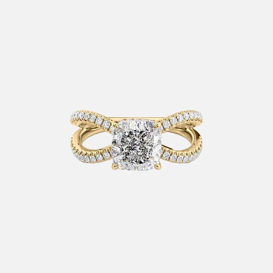  The Zoey Cushion Moissanite Ring 18k Yellow Gold 001