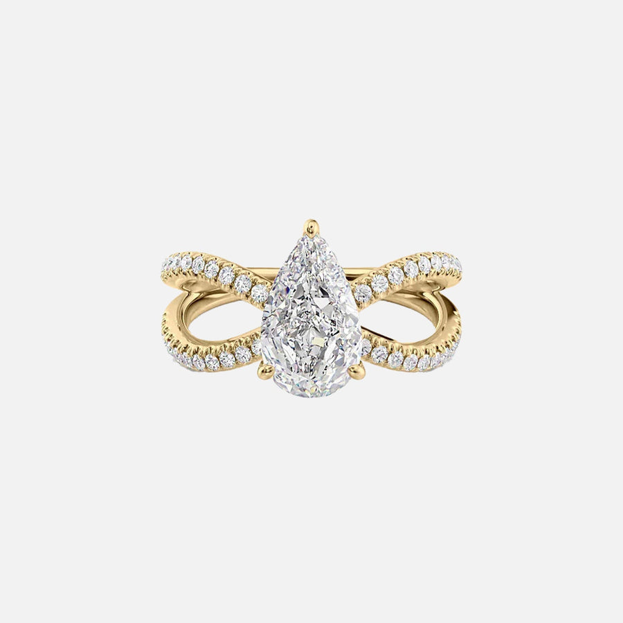  The Zoey Pear Moissanite Ring 18k Yellow Gold 001
