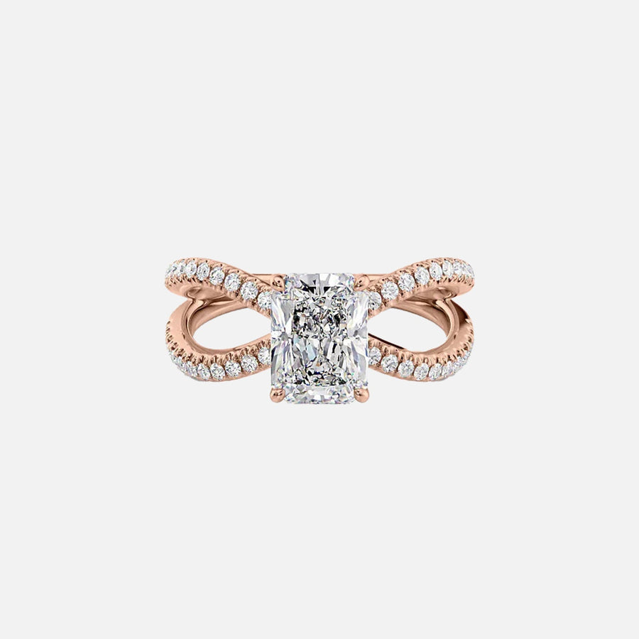  The Zoey Radiant Moissanite Ring 14k Rose Gold 001