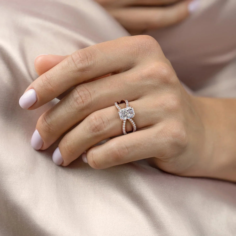  The Zoey Radiant Moissanite Ring 14k Rose Gold 003