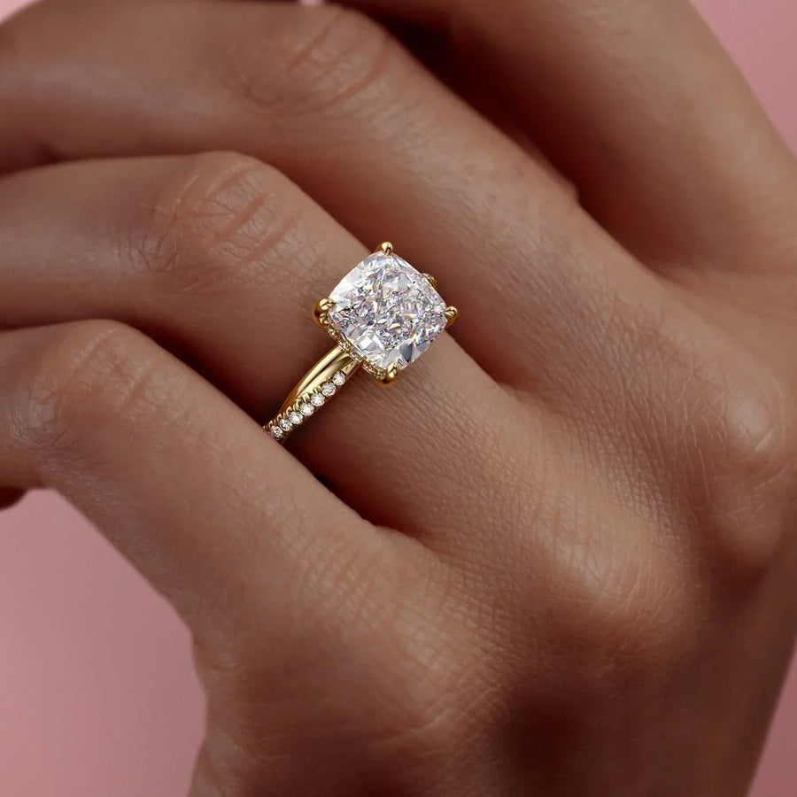 The Hidden Halo Twilight Cushion Pave Moissanite Ring - KNT - Engagement Rings, Wedding Bands & Fine Jewelry