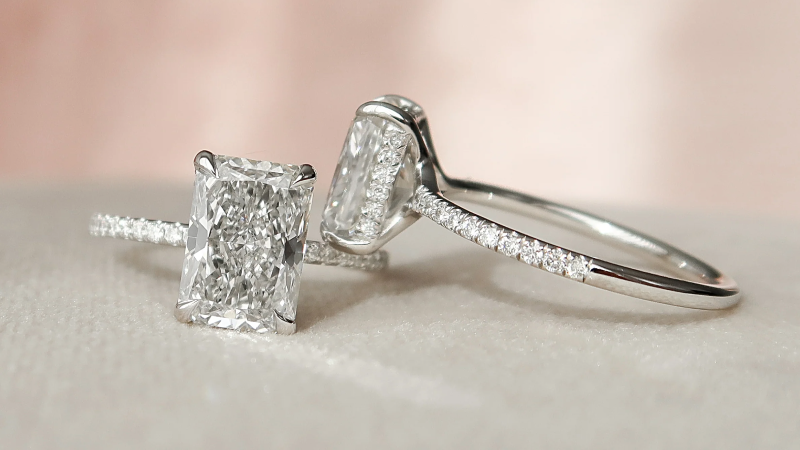 moissanite pave engagement ring