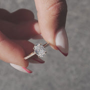 The Pave Lotus Oval Moissanite Ring_14k Yellow Gold