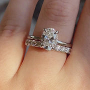 Oval Glamour Ring Set_14k White Gold