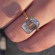 The Bezel Helena Emerald Solitaire Moissanite Ring