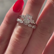 Cushion Julia & Radiant Pear Ring Stack_14k White Gold