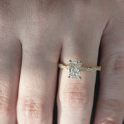 The Side Stone Zanessa Radiant Moissanite Ring_14k Yellow Gold