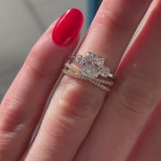 Cushion Julia & Sensation Ring Stack_14k White Gold