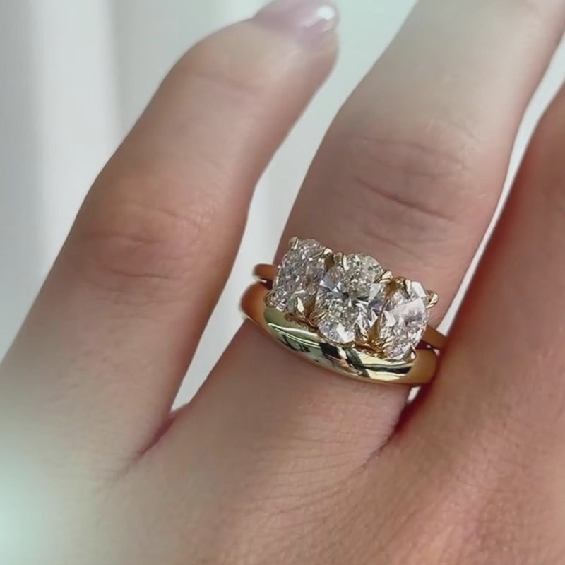 Oval Trilogy Belle Ring Set_14k Yellow Gold