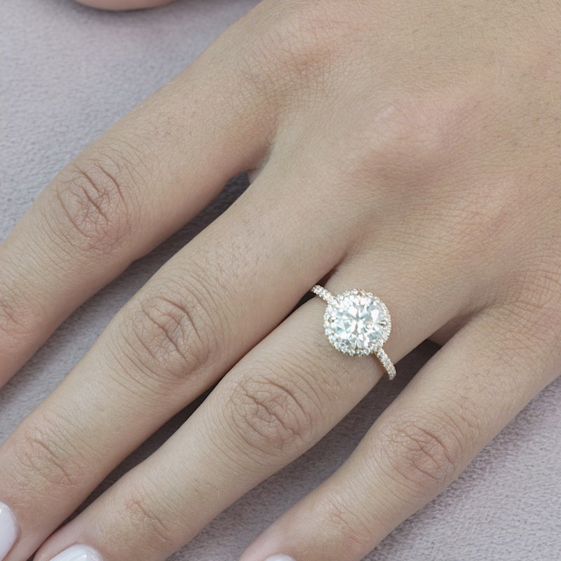The Halo Michelle Round Pave Moissanite Ring_14k Yellow Gold